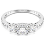 Stilla Attract ring Round cut, White, Silver-tone finish